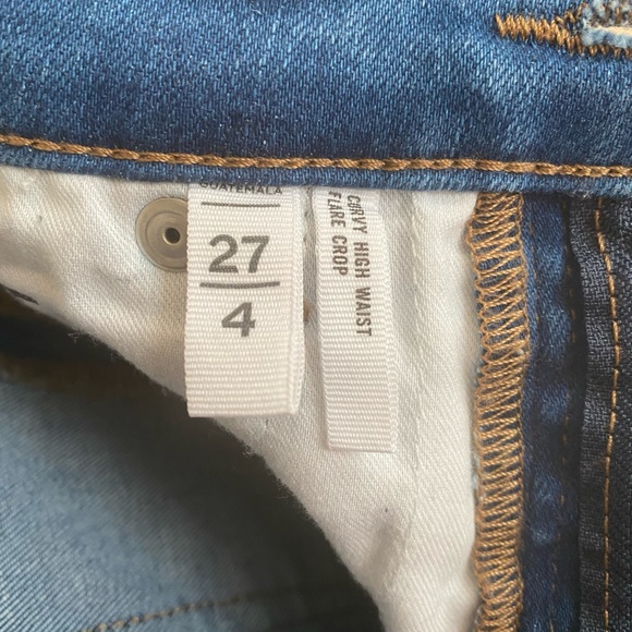 LOFT curvy high waist flare chewed crop blue denim jeans 27 / 4 - Picture 6 of 6